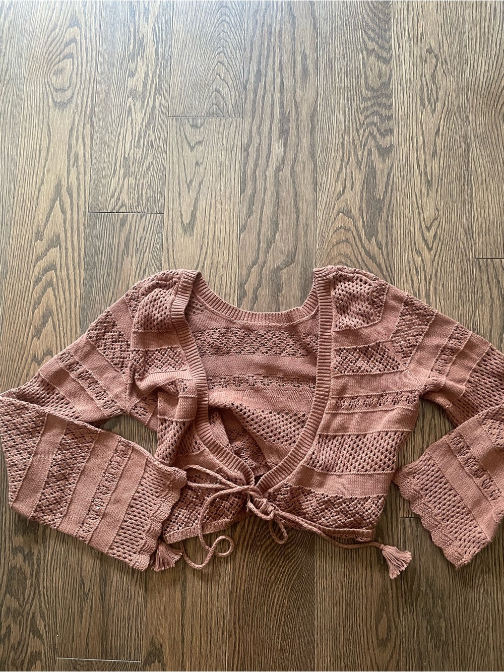 Women's Dusty Rose Tie-Front Knit shrug Top